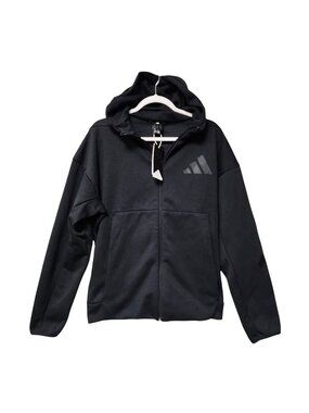 Adidas Black Full-Zip Hoodie Fit Size Small Lightweight Mens Activewear Jacket